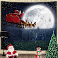 Miniatyrbild 1 av 5: Jultapet Vägghängande, Jultomten och Älg Gobeläng Estetisk Gobeläng Väggdekor för sovrum, vardagsrum, 59 X 79 tum (älg)