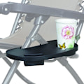 Miniatyrbillede 3 af 6: 1 stk. Oval Zero Gravity Stol Kopholder, Clip-on Side Lænestol Kopbord, Zero Gravity Loungestol Kopholder Bakke med Mobiltelefon Slot - Sort