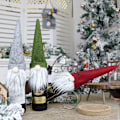 Miniatyrbillede 1 af 5: 3 stk. julepynt Ansigtsløs gammel mand dukke vinflaske sæt Jule champagne dekoration vinpose gavepose