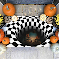 Miniatyrbild 1 av 7: Halloween Dörrmatta Halkfri filt,Skull Pumpkin Ghost Skrämmande mattor för veranda,Välkommen Dörrmatta Hemmafront Entré Höst Dekorativ Inomhus Utomhus Entr