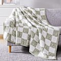 Miniatyrbilde 1 av 5: Rutete pledd, salviegrønn mikrofiber myk koselig fluffy varmt håndlaget pledd for sofa, stol, seng, camping, piknik, reiser lett sengeteppe - 50 \"*65\"