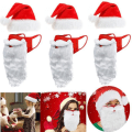 Miniatyrbillede 1 af 6: 3 Sæt Lukkede Masker Sjovt Skægget Julemandskostume til Voksne til Jul (One Size)