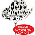 Miniatyrbillede 3 af 3: Ko-print, Hvid/Sort - Western-tema, Wild West-fest, Cowboyhat (One Size)
