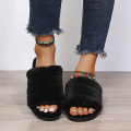 Miniatyrbilde 5 av 7: Herre Plush Terry Tøfler med Åpen Tå Innendørs Slippers Slip On (Svart Small 7-8)