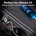 Miniatyrbillede 2 af 7: 12V USB C Biloplader Stik, Ouffun Dobbelt PD & QC 3.0 Porte 12V USB Bil Stik Adapter med Knap, Hurtig Oplader til iPhone med 23.7 Tommer Kabel