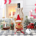 Miniatyrbild 4 av 5: 4st julvinflaskskydd Juldagsdekorationer Jultomten Snögubbe Älg Burlap Rödvinsflasköverdrag