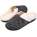 Pikkukuva 5 / 5: Miesten Tohvelit Memory Foam Mukavat Pehmeät Pehmovuoratut Slip On Sisä- ja Ulkokäyttöön, Kotiin (Musta ja Valkoinen, 9-10)