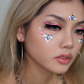 Miniatyrbillede 4 af 5: Sæt med 4 Rhinestone Havfrue Ansigts Smykke Tatoveringer - Krops Klistermærker Krystal Tårer Ædelstene Midlertidige Klistermærker