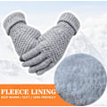 Miniatyrbild 2 av 7: 2 par Vinterhandskar med pekskärm för kvinnor, varma fleecefodrade stickade handskar Elastiska manschett vinterhandskar för textning (svart+grå)