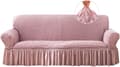 Stretch Sofföverdrag Möbelskydd Tvättbar Soffa Säng med Elastisk Botten och Kjol för Barn Husdjur (Rosa, Medium)