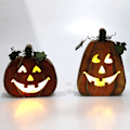 Pikkukuva 1 / 7: 2 kpl Halloween-puupumppulanternat