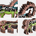 Miniatyrbillede 3 af 6: Trædyrsornamenter, træhåndværk med 3D-skovdyrsdekoration, 3D-træfigur med LED-lys, retro træskulptur til hjemmekontor G