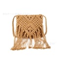 Miniatyrbild 1 av 5: Handgjord bomullshalm Crossbody-väska Clutch-axelväska Virkad tofs Beach Bohemian handväska för kvinnor