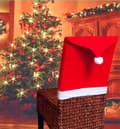 Röda Julstolsöverdrag 6 Stycken Julbordsdekoration Julhatt