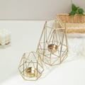 Miniatyrbild 3 av 5: Set med 2 Metall Hexagon Geometrisk Design Värmeljushållare Heminredning