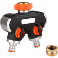 Miniatyrbillede 1 af 7: 2-vejs splitter: 3/4\" og 1/2\" Y med haneadapter, låsbar justerbar vandgennemstrømning, til havevanding, vask.