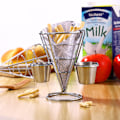 Miniatyrbild 7 av 7: Fransk konhållare Fry Servering Snack Bil Fries Korgställ Buffé Rackmetall Förrätt Maträtt Stekt Display Kyckling Server Chips