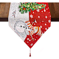 Miniatyrbilde 1 av 7: Julebordløper 33x183 cm Juletre Snømann Gårdshus Høytidsfest Kommode Skap Spisebord Julebordløper Dekor