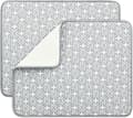 Disktrasor för köksbänk, absorberande diskställsmattor i mikrofiber för diskho, 49,5 x 40,1 cm, 2-pack, grå, löv