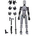 Miniatyrbild 1 av 7: T13 Action Figure, Titan 13 Action Figure, Robot Action Figure, 3D Printed Action[HK] grey