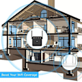 Miniatyrbild 6 av 6: 2024 Nyaste WiFi-förlängare, WiFi-repeater, WiFi-booster, täcker upp till 8640 kvadratmeter och 60 enheter, Internet Booster mörk