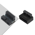 Pikkukuva 3 / 11: Pöytätietokoneen emolevyn USB 3.0 -liitäntäadapteri 19p 20p pystysuora pistoke neula 90° kierretty asennettu ohjauskaari A