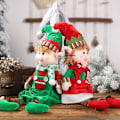 Miniatyrbillede 4 af 5: 2 Juledukker Elf Dukke Ornament Siddende Ben Hængende Gave til Børn Elf Dukke Ornament