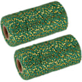 Miniatyrbild 1 av 5: 2 stycken repförpackning repförpackning bomullsrep 100M/109 yards grönt och guld presentförpackningsrep, julrep