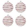 Miniatyrbild 1 av 5: 4-delad set rosa glänsande julgransdekorationer, 8cm juldekorationer hängande prydnader julpynt, julgranspaljetter bal ons