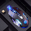Miniatyrbillede 1 af 5: Trådløs Gaming Mus RGB Baggrundsbelyst, Genopladelig, 6 Programmerbare Knapper (Sort sølv)