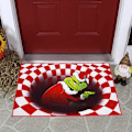 Miniatyrbillede 2 af 5: Illusion Dørmåtte, Jule Anti-Slip Visuel Dørmåtte, til Jul Indendørs Udendørs Hjemmefest (Rød 50X80CM)