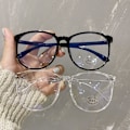 Miniatyrbillede 3 af 4: Transparent Computer Briller Stel Kvinder Mænd Anti Blåt Lys Runde Briller Blokerende Briller Optisk Brille open