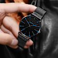 Miniatyrbild 3 av 5: Mäns Quartz Watch Legering Mesh Needle Färgglad Scale Watch Men
