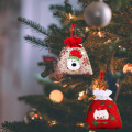 Miniatyrbillede 3 af 3: Julesæk 3D Design Stofpose med Snøre, Julegavepose med Snøre Julegodtepose, Godtepose Julehørsæk Jute