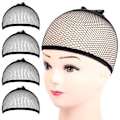 Miniatyrbild 1 av 6: Cap, 4st Black Mesh Peruknät, Closed Mesh Perukmössor, Liner Weaving Caps för kvinnor, män, barn