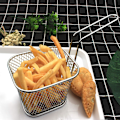 Miniatyrbilde 4 av 5: 4 Stykker Mini Firkantet Frityrkorg, Rustfritt Stål Frityrkorg Holder Frityrkorg Sil for Pommes Frites, Løkringer og Kyllingvinger (S
