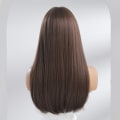 Miniatyrbilde 4 av 5: Qi Bangs Naturlig Brun Fluffy Asiatisk Langt Rett Hår Mote Parykk Kjemisk Fiber Fullt Hode Sett Parykker 60cm