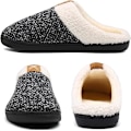 Pikkukuva 3 / 5: Miesten Tohvelit Memory Foam Mukavat Pehmeät Pehmovuoratut Slip On Sisä- ja Ulkokäyttöön, Kotiin (Musta ja Valkoinen, 9-10)