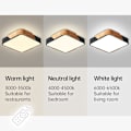 Miniatyrbillede 3 af 7: LED Loftlampe 24W med Fjernbetjening Justerbar Lysstyrke Moderne Ultratynd Firkantet Badeværelseslampe til Hjemmekontor, Sort 30
