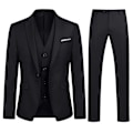 Miniatyrbillede 2 af 5: 3-delt herrejakkesæt Business Casual jakkesætsbukser vest (sort-L størrelse)