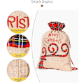 Miniatyrbilde 3 av 6: 2 stk. nye juledekorative rutete applikerte broderte store stoffposer barnas julegaveposer godteposer