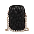 Miniatyrbild 1 av 5: Pearl Chains Diamond Lattice Crossbody Cell Phone Axelväska för kvinnor PU modeväskor och handväskor 2022, 1st-svart
