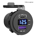 Miniatyrbillede 7 af 7: 12V USB C Biloplader Stik, Ouffun Dobbelt PD & QC 3.0 Porte 12V USB Bil Stik Adapter med Knap, Hurtig Oplader til iPhone med 23.7 Tommer Kabel