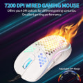 Miniatyrbilde 3 av 6: Honeycomb Kablet Gamingmus, RGB Bakgrunnsbelysning og 7200 Justerbar DPI, Ergonomisk og Lett USB Datamus med Høy Presisjonssensor for Windo