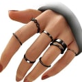 Miniatyrbild 1 av 5: Svart Knuckle Ring Set för kvinnor för flickor Snake Chain Stacking Ring V