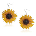 Miniatyrbillede 1 af 5: Håndlavede solsikkeøreringe i træ med rustfri stål ørekroge, gule marguerit dråbeøreringe \"You are My Sunshine\" smykker, mode fødselsdagsgaver til kvinder