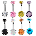 Miniatyrbillede 1 af 6: Zircon navlepiercing kropspiercing rustfrit stål navledekoration piercing smykker