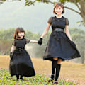 Miniatyrbillede 5 af 5: Halloween cosplay sort mesh hekse cosplay forældre-barn makeup p