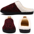 Miniatyrbilde 3 av 6: Tøfler for kvinner Memory Foam Komfort Fuzzy Plysjfôr Slip On Hjemmesko Innendørs Utendørs (Rød, 11-12)