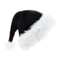 Miniatyrbild 1 av 4: Svart lång plysch julhatt för vuxen julkostym Pompom tomtehatt